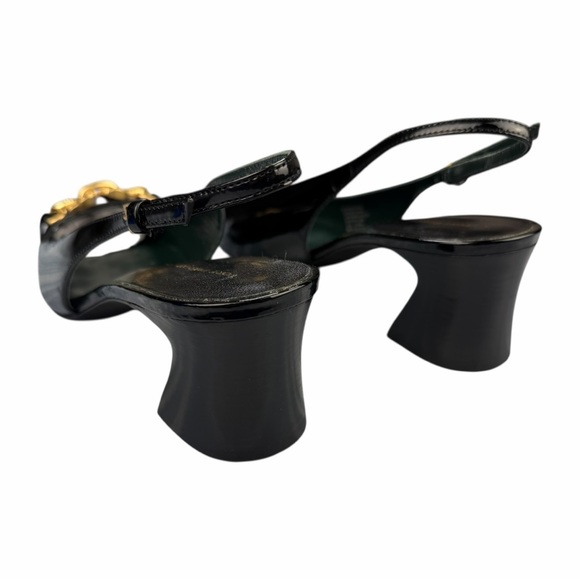 Tory Burch Women's Jessa Sling Back Pump Black Patent Finish In Size 9.5M - Picture 7 of 14